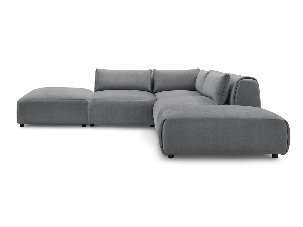 Modulaire vaste hoekbank JEANNE fluwelen stof met 2 chauffeuses, 1 hoek en 2 poefs