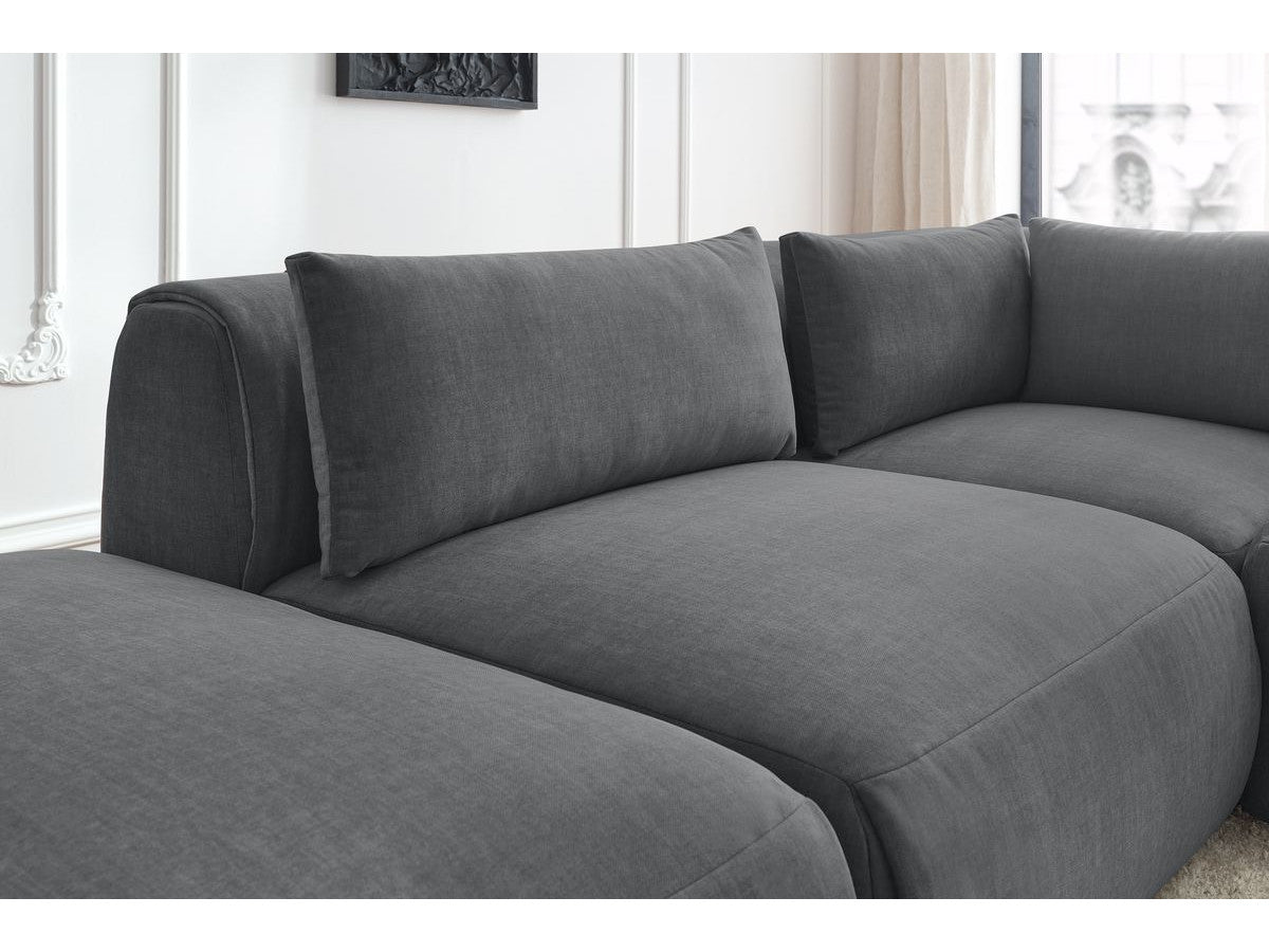 Modulaire vaste hoekbank JEANNE fluwelen stof met 2 chauffeuses, 1 hoek en 2 poefs