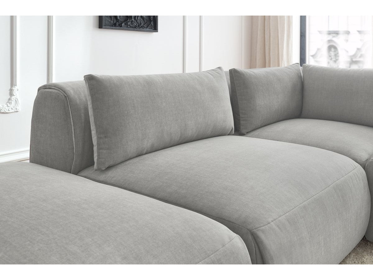 Modulaire vaste hoekbank JEANNE fluwelen stof met 2 chauffeuses, 1 hoek en 2 poefs