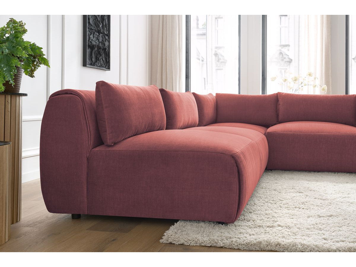 Vast modulaire hoekbank JEANNE fluwelen stof met 4 stoelen en 1 hoekelement
