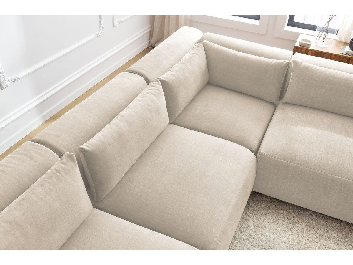 Vast modulaire hoekbank JEANNE fluwelen stof met 4 stoelen en 1 hoekelement