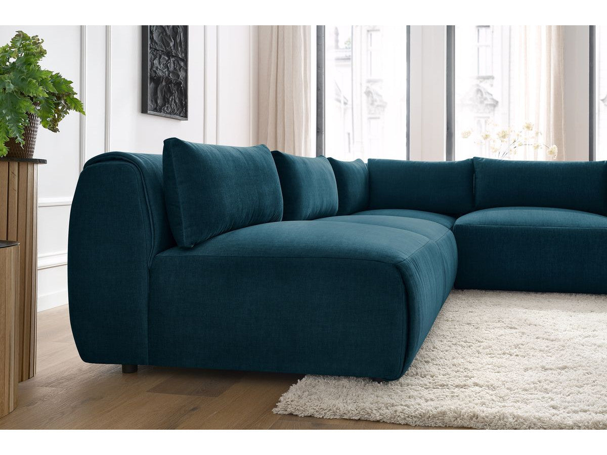 Vast modulaire hoekbank JEANNE fluwelen stof met 4 stoelen en 1 hoekelement