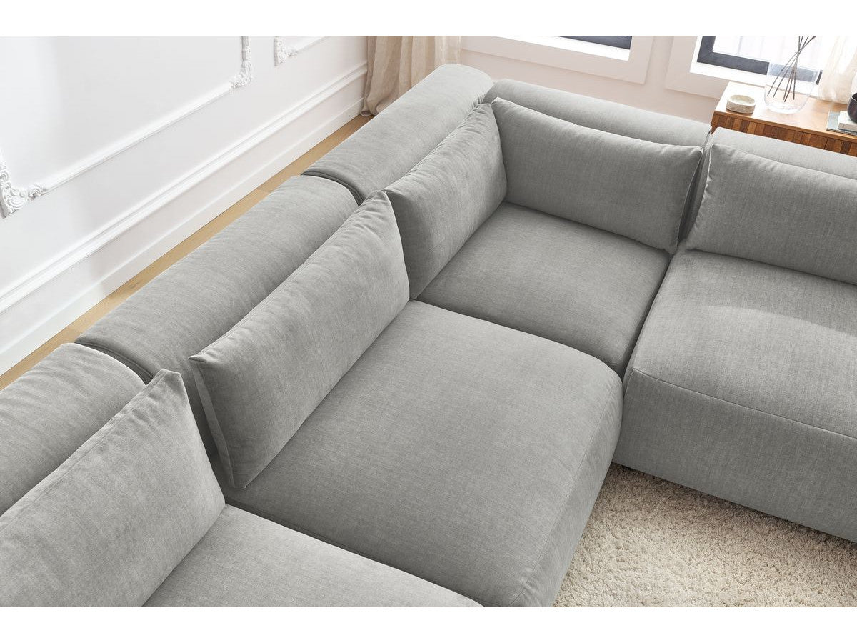 Vast modulaire hoekbank JEANNE fluwelen stof met 4 stoelen en 1 hoekelement