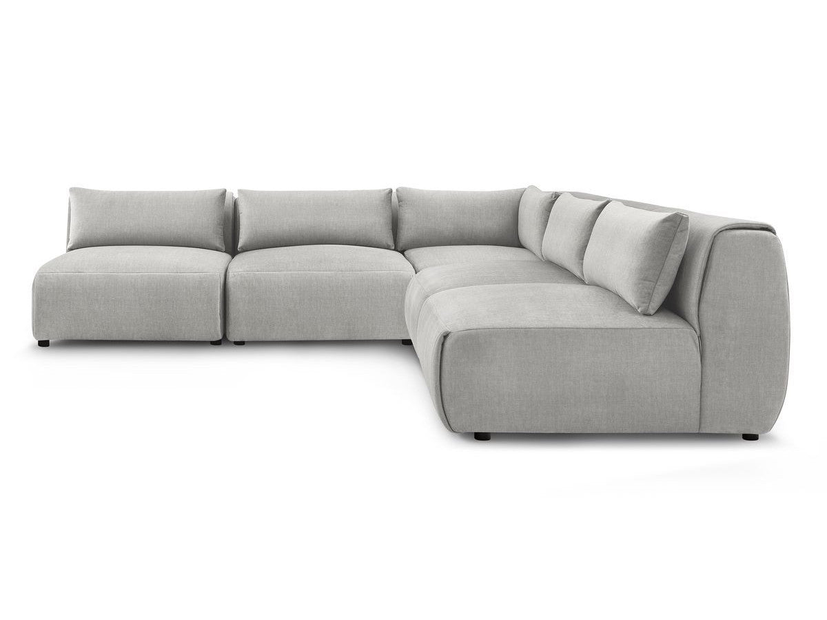 Vast modulaire hoekbank JEANNE fluwelen stof met 4 stoelen en 1 hoekelement