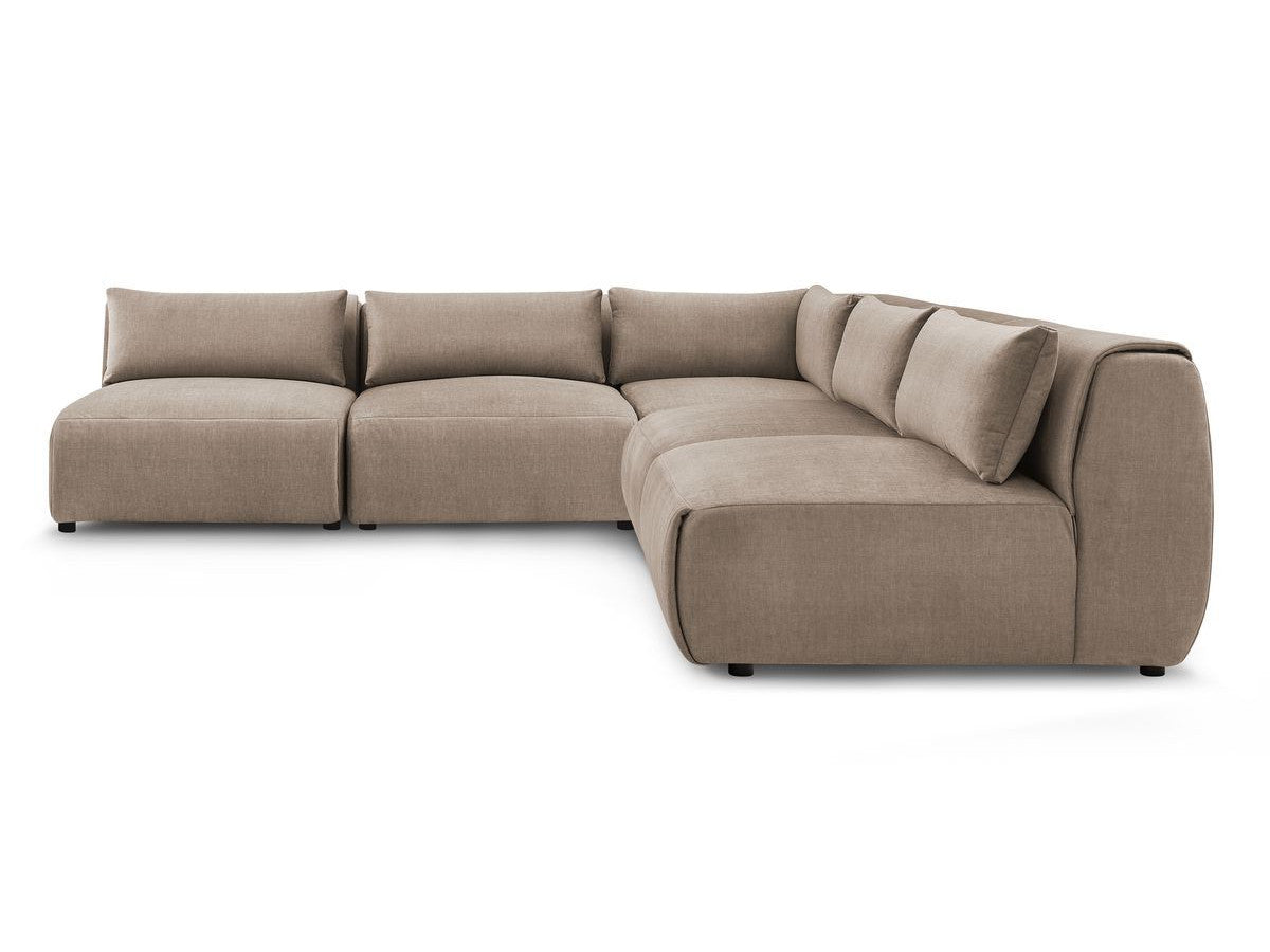 Vast modulaire hoekbank JEANNE fluwelen stof met 4 stoelen en 1 hoekelement