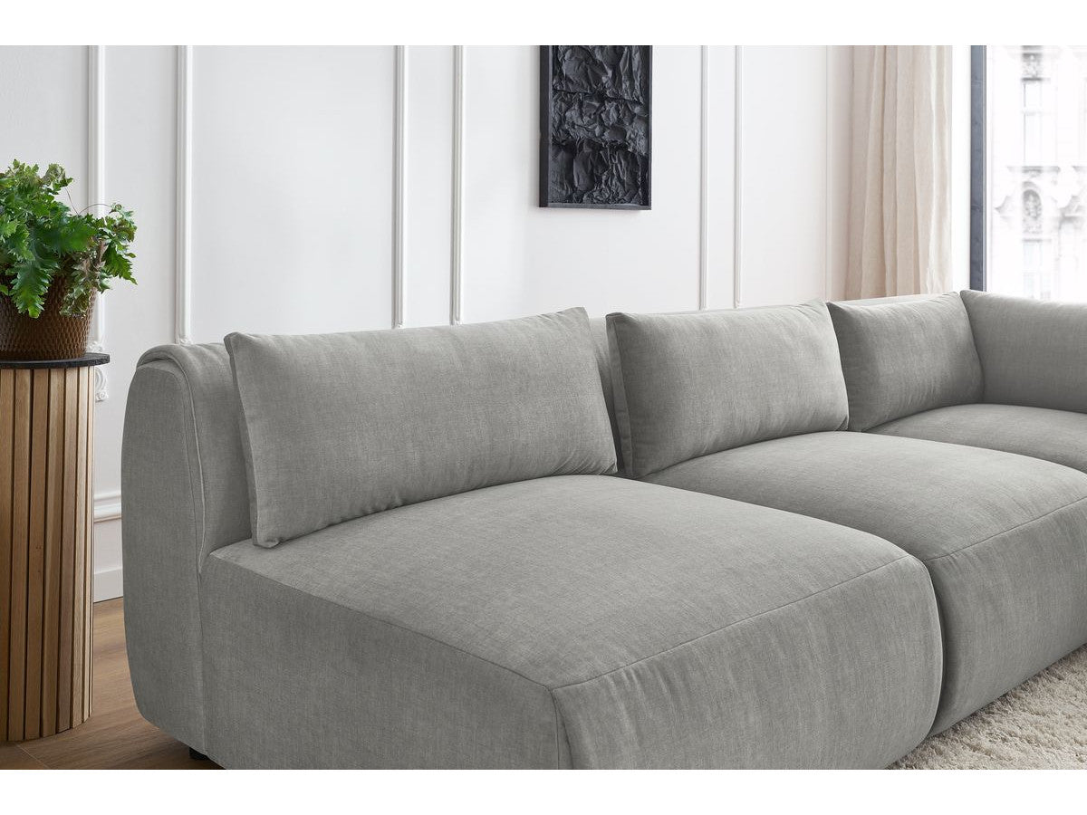 Vast modulaire hoekbank JEANNE fluwelen stof met 4 stoelen en 1 hoekelement