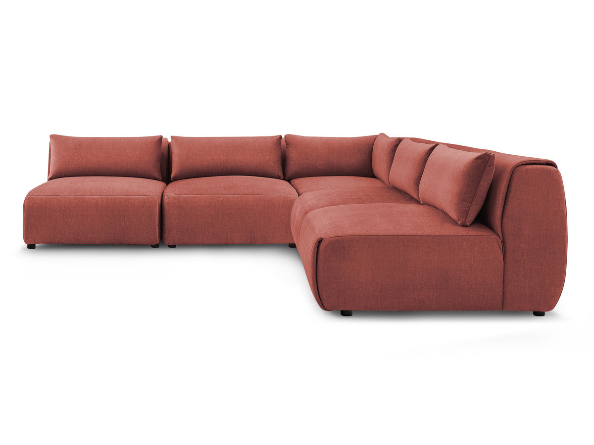 Vast modulaire hoekbank JEANNE fluwelen stof met 4 stoelen en 1 hoekelement
