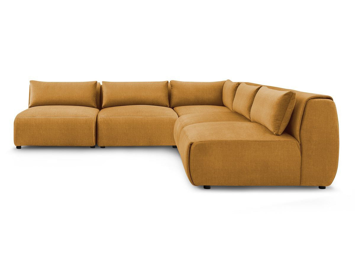 Vast modulaire hoekbank JEANNE fluwelen stof met 4 stoelen en 1 hoekelement