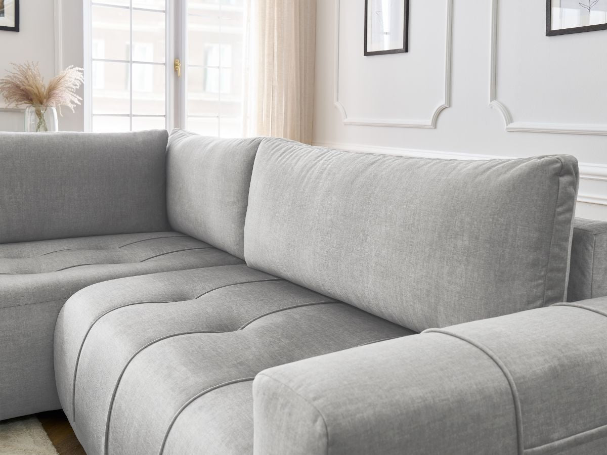 Canapé d'angle L convertible coffre ARSENE tissu velours