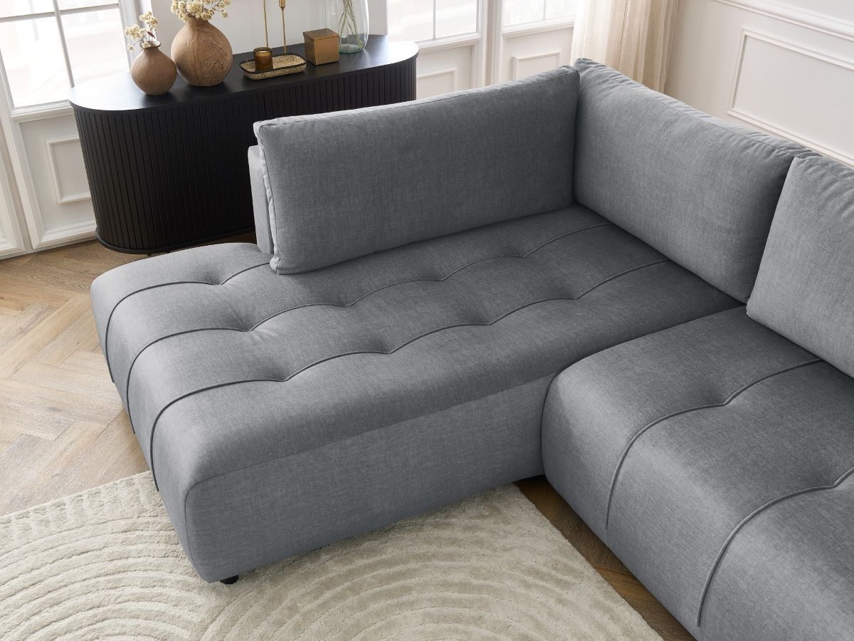 Canapé d'angle L convertible coffre ARSENE tissu velours