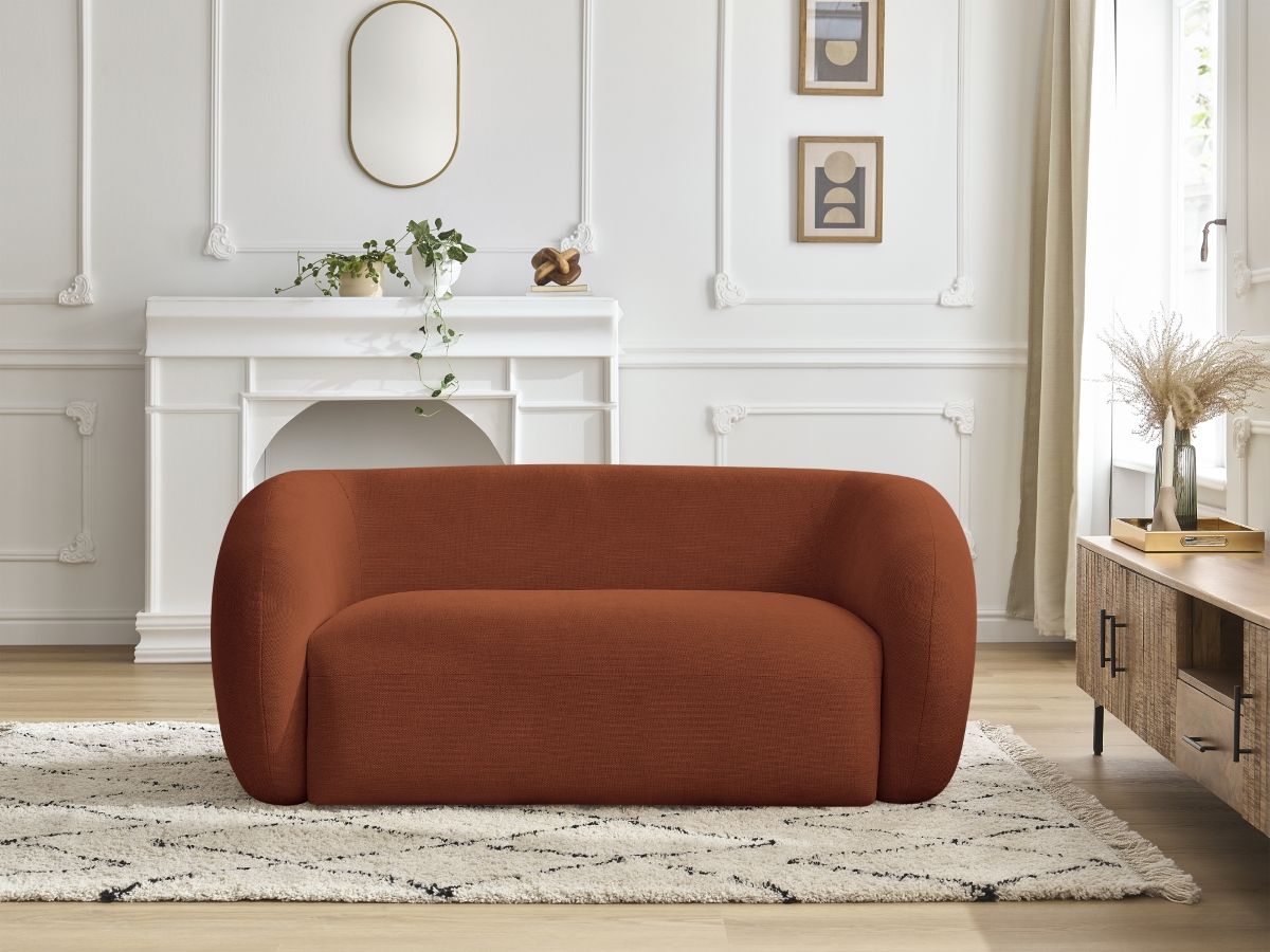 Canapé droit fixe 2 places CELINE tissu lisse