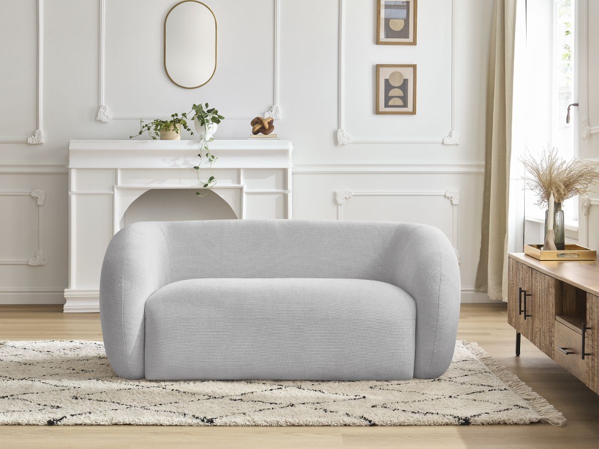 Canapé droit fixe 2 places CELINE tissu lisse
