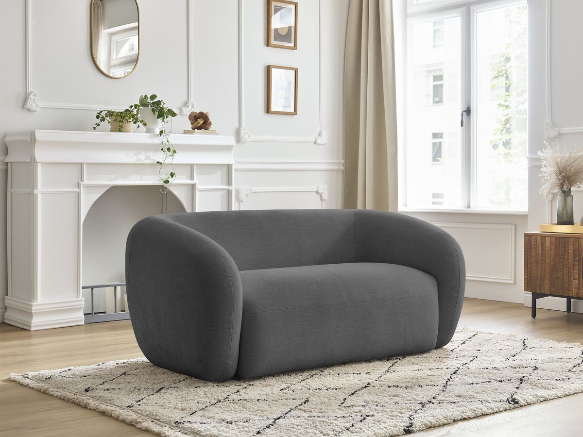 Canapé droit fixe 2 places CELINE tissu lisse