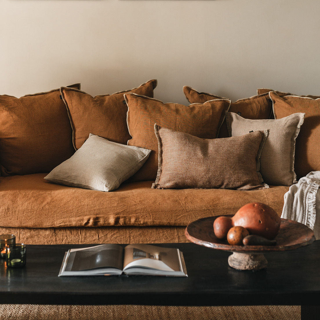 Housse De Coussin - Cuba En Lin Chiné - Daim