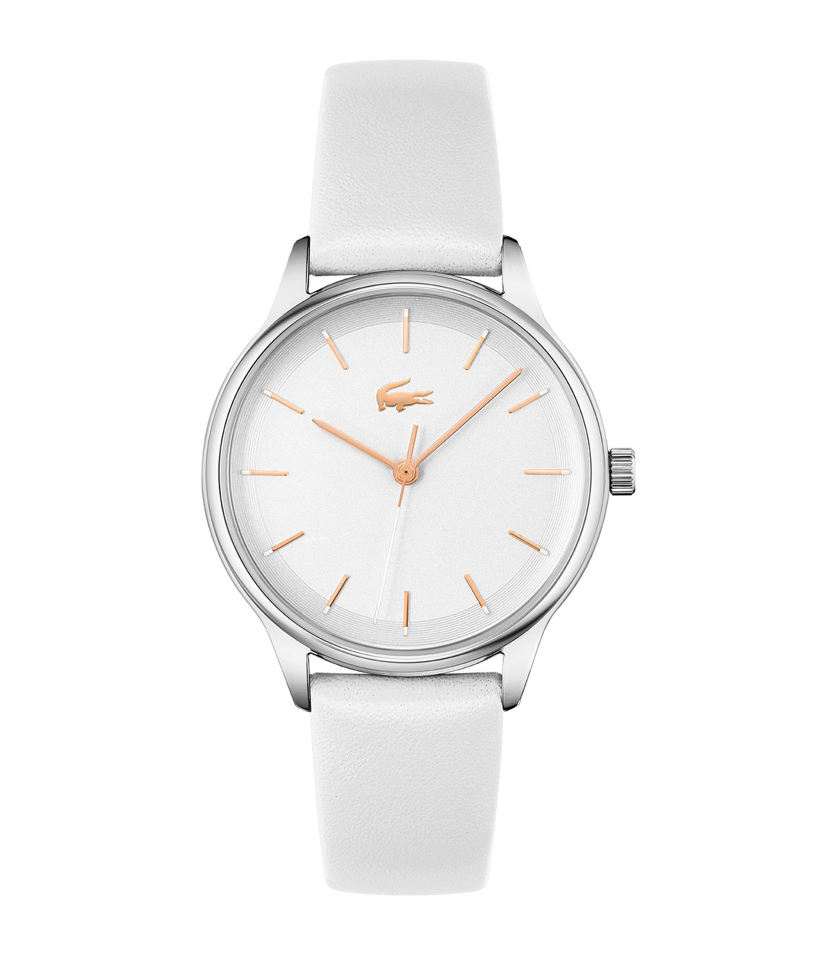 Lacoste - Classic Elegance - Vrouw - Witte Band - Zilveren Wijzerplaat - Zilveren Kast