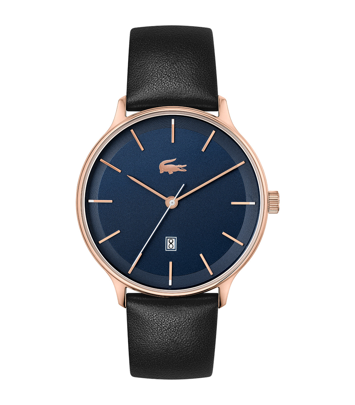 Lacoste - Classic Elegance - Man - Zwarte Armband - Blauwe Wijzerplaat - Gouden Kast