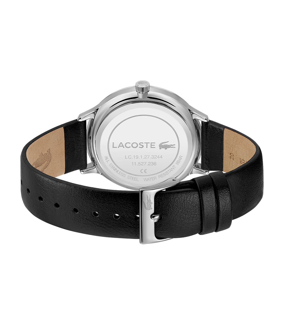 Lacoste - Classic Elegance - Man - Zwarte Armband - Zwarte Wijzerplaat - Zilveren Kast