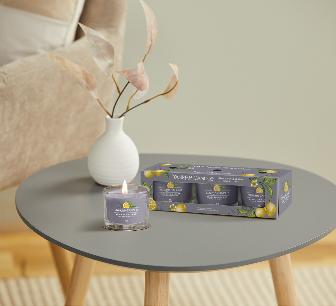 YC Black Tea & Lemon Signature Filled Votive 3-Pack