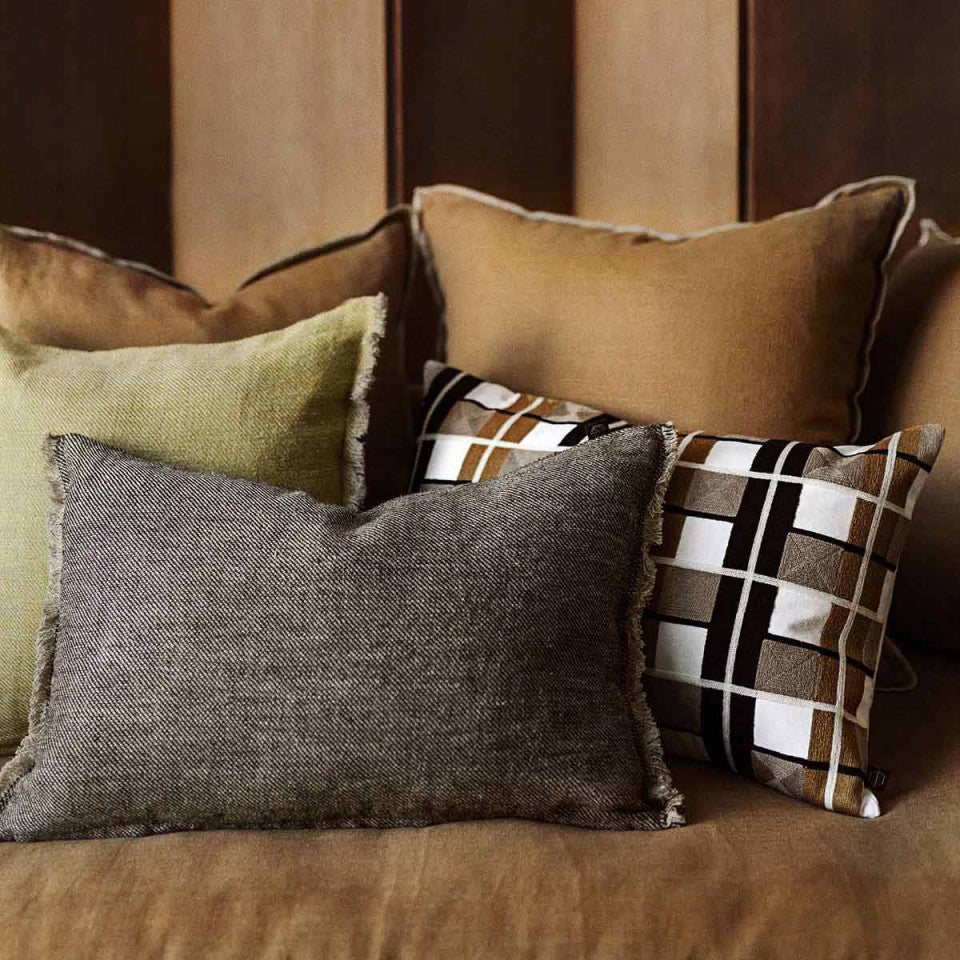 Housse De Coussin - Takayama En Coton Brodé À Carreaux Multicolores - Gold