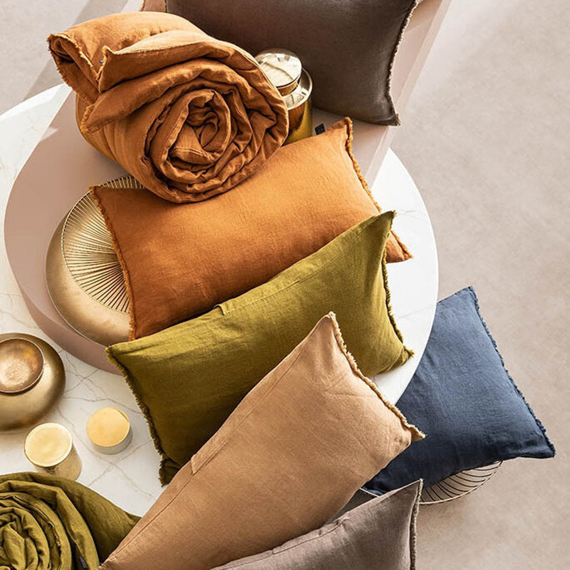 Kussensloop - Viti En Lin Lavé - Daim