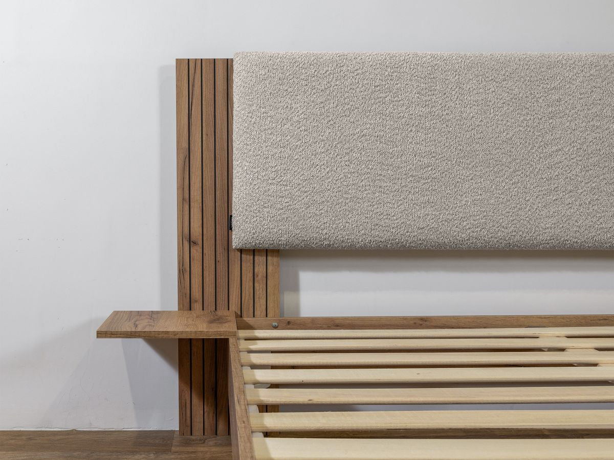 LIOR bed massief lattenbodem poten van natuurlijk hout