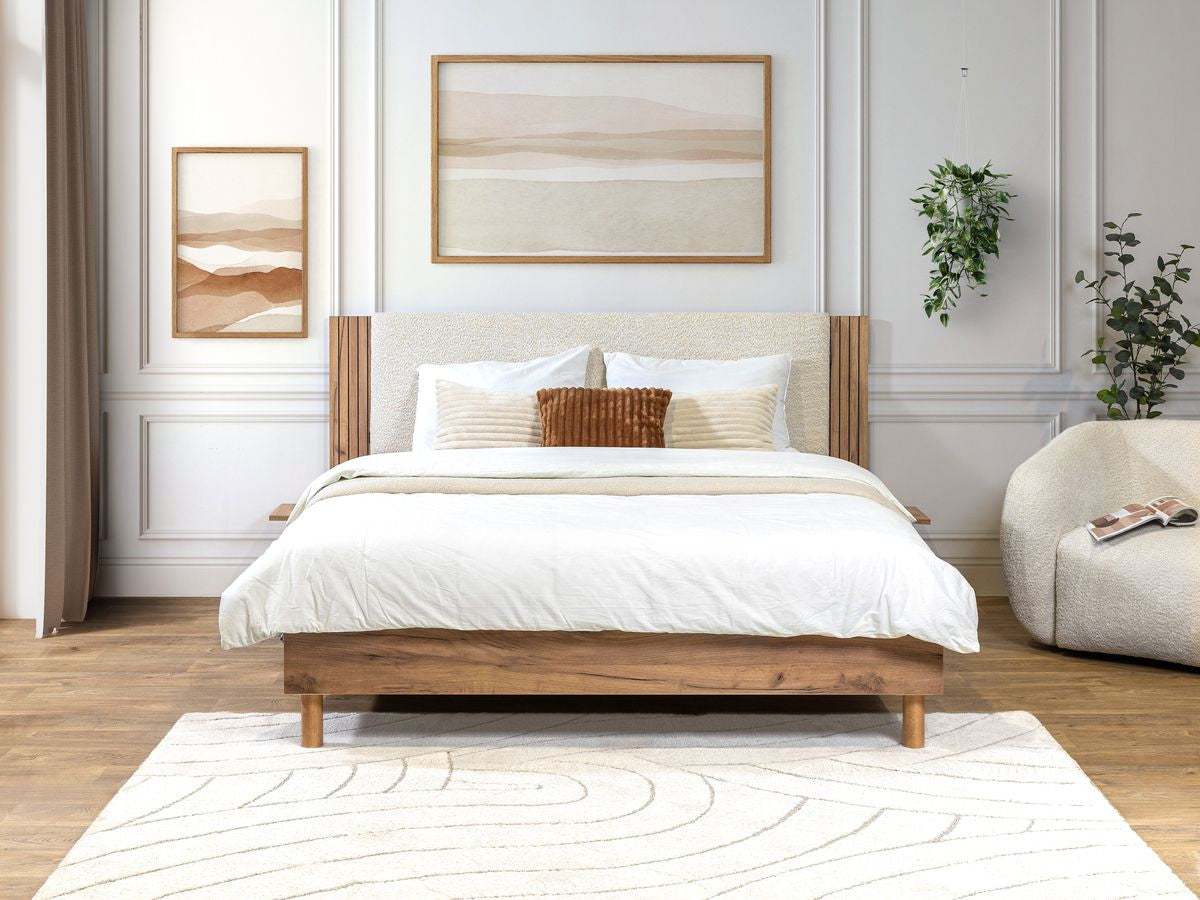 LIOR bed massief lattenbodem poten van natuurlijk hout
