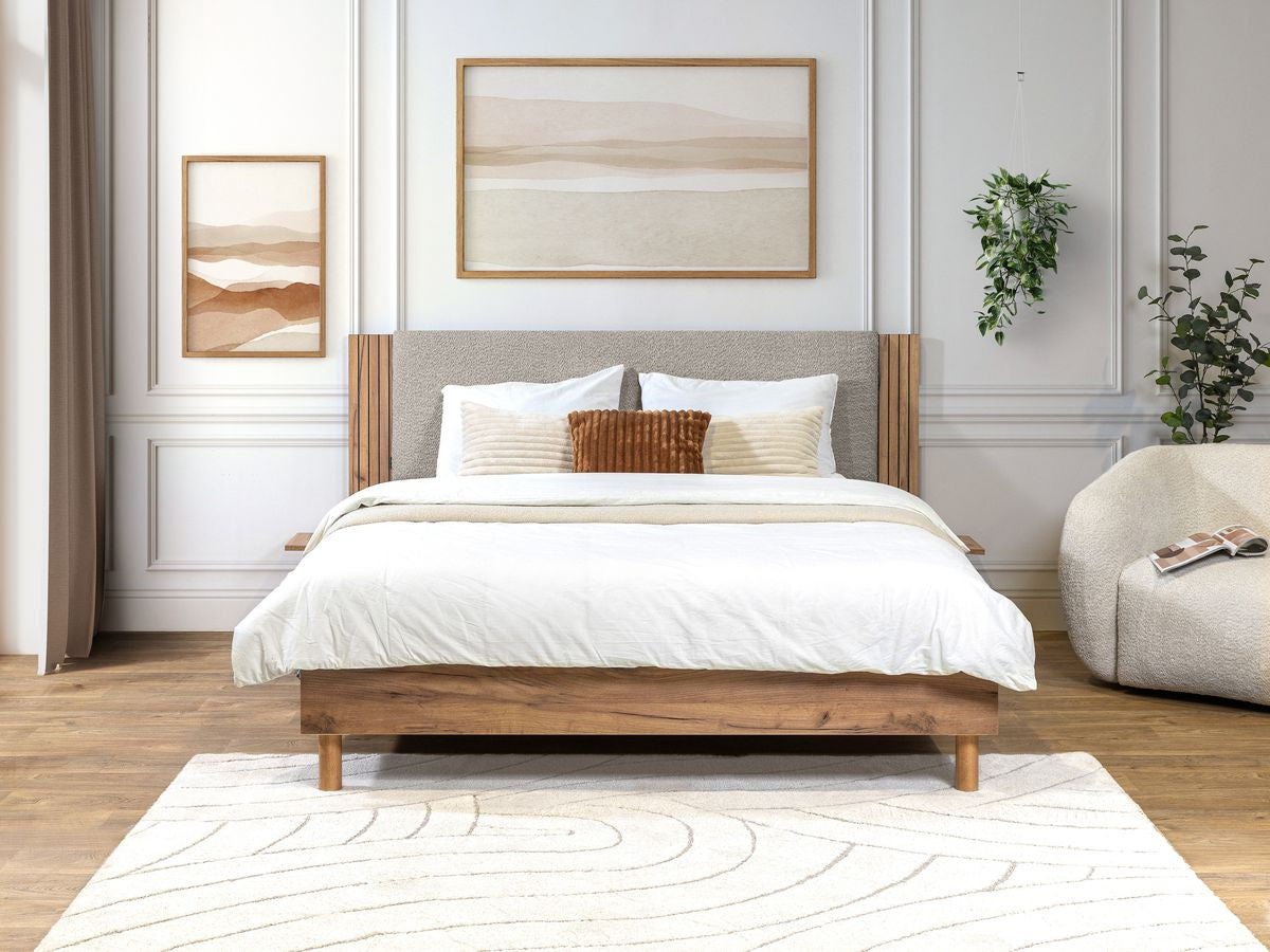 LIOR bed massief lattenbodem poten van natuurlijk hout