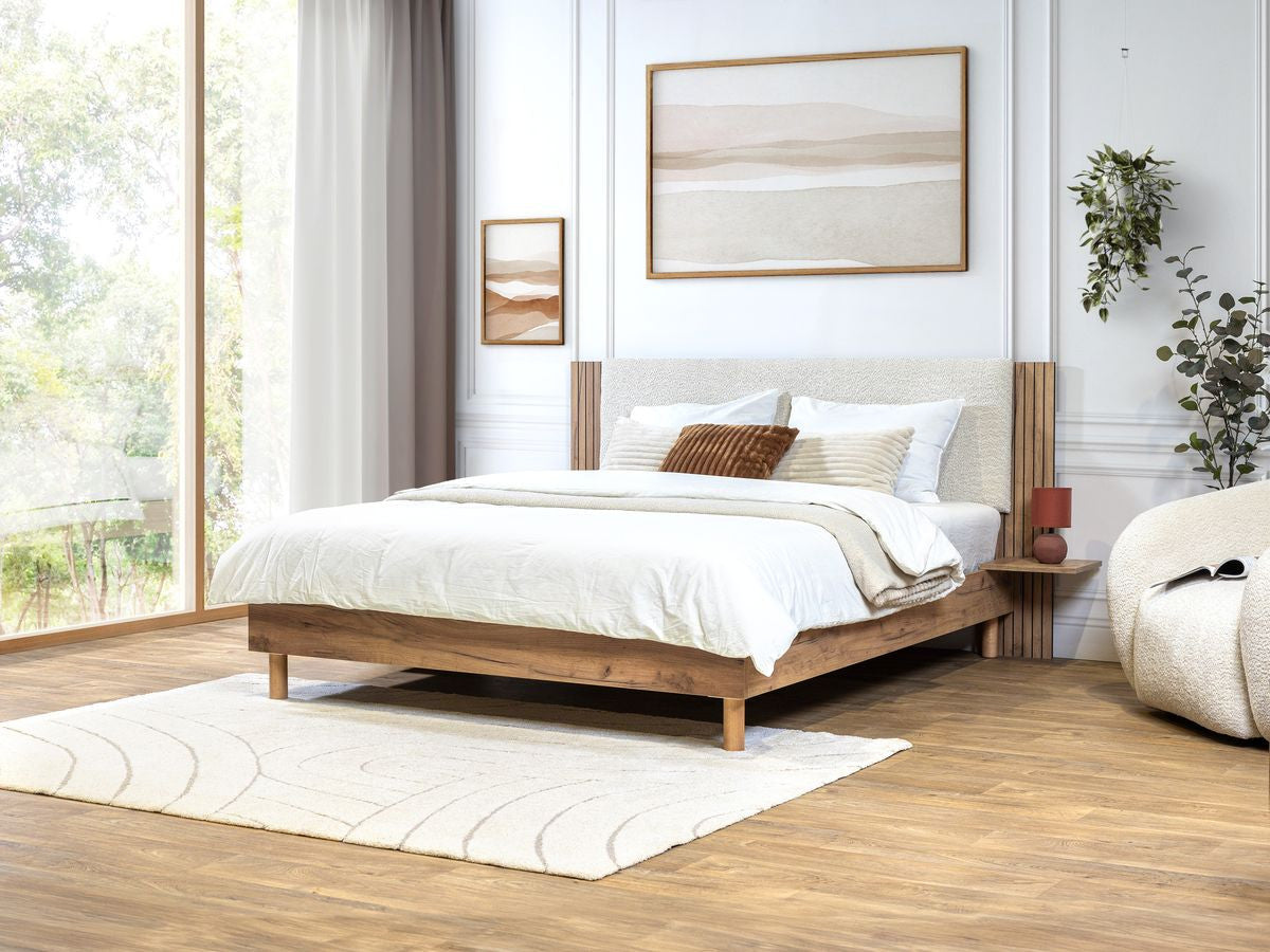 LIOR bed massief lattenbodem poten van natuurlijk hout
