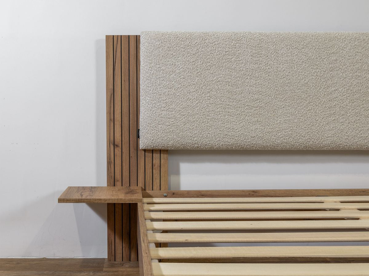 LIOR bed massief lattenbodem poten van natuurlijk hout