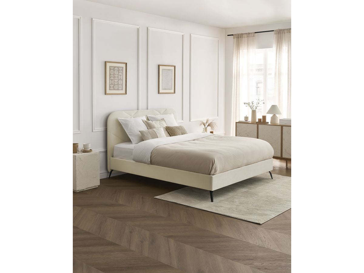 PRUNE bed met massieve latten fluwelen stof