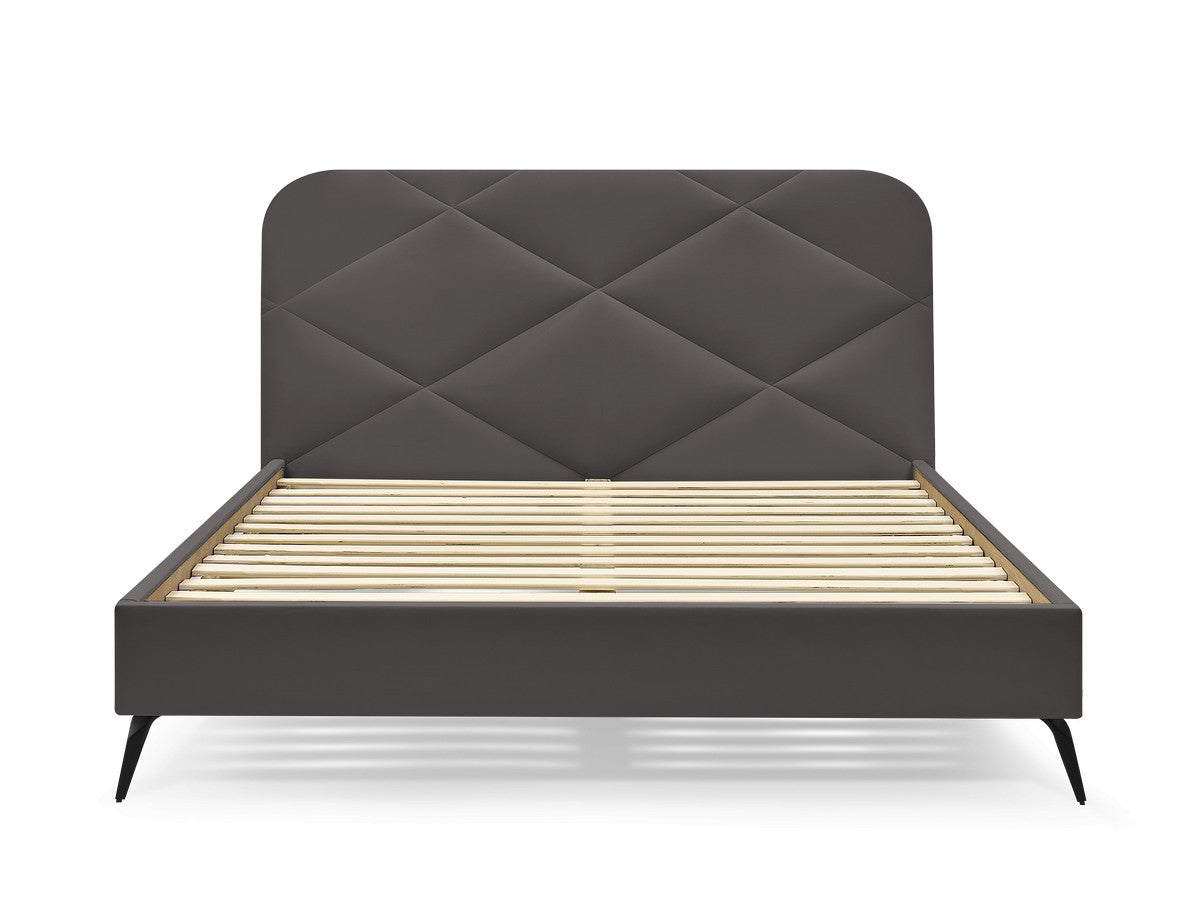PRUNE bed met massieve latten fluwelen stof