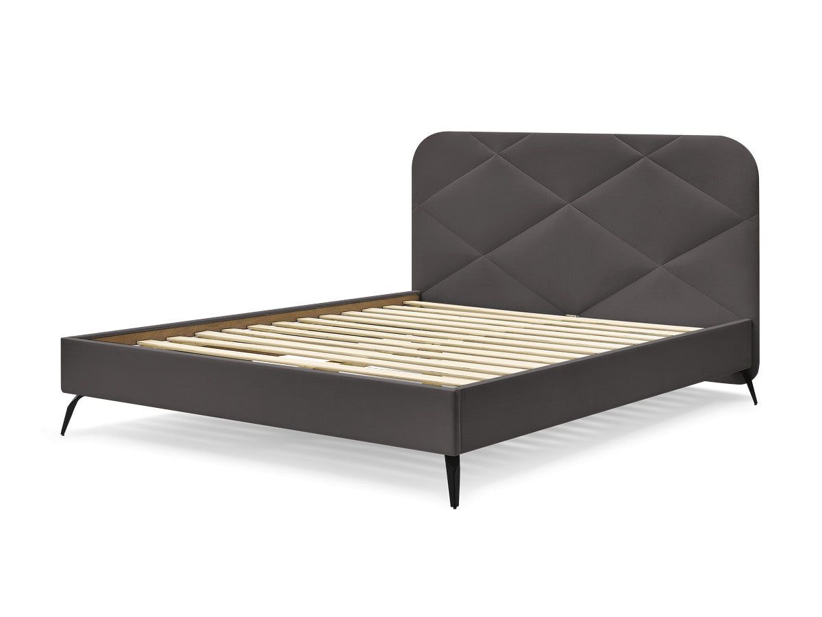 PRUNE bed met massieve latten fluwelen stof