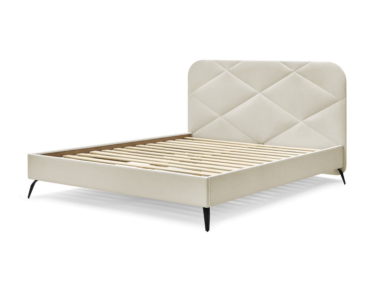 PRUNE bed met massieve latten fluwelen stof