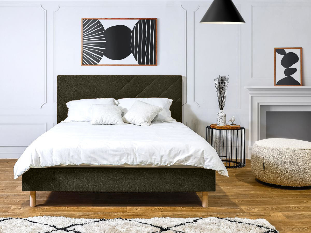 ROMAANS bed met massieve latten en gestructureerde stof