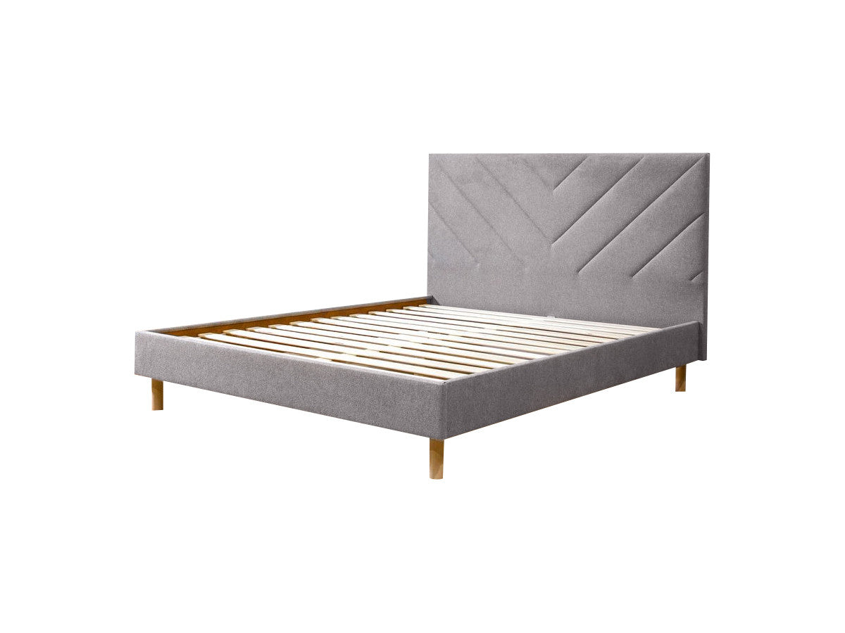 ROMAANS bed met massieve latten en gestructureerde stof