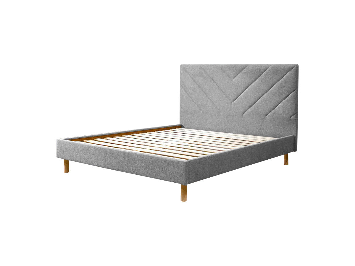 ROMAANS bed met massieve latten en gestructureerde stof