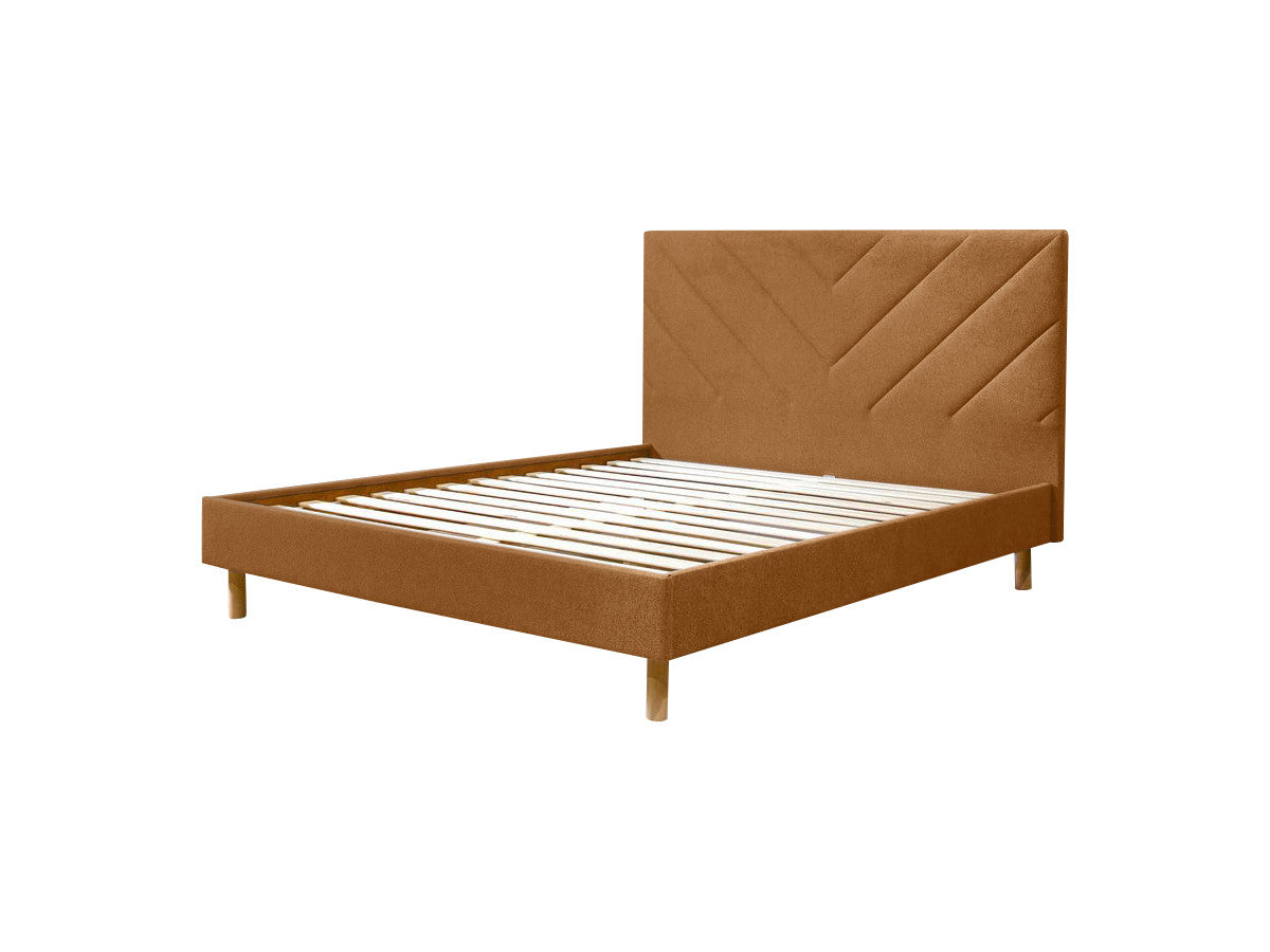 ROMAANS bed met massieve latten en gestructureerde stof