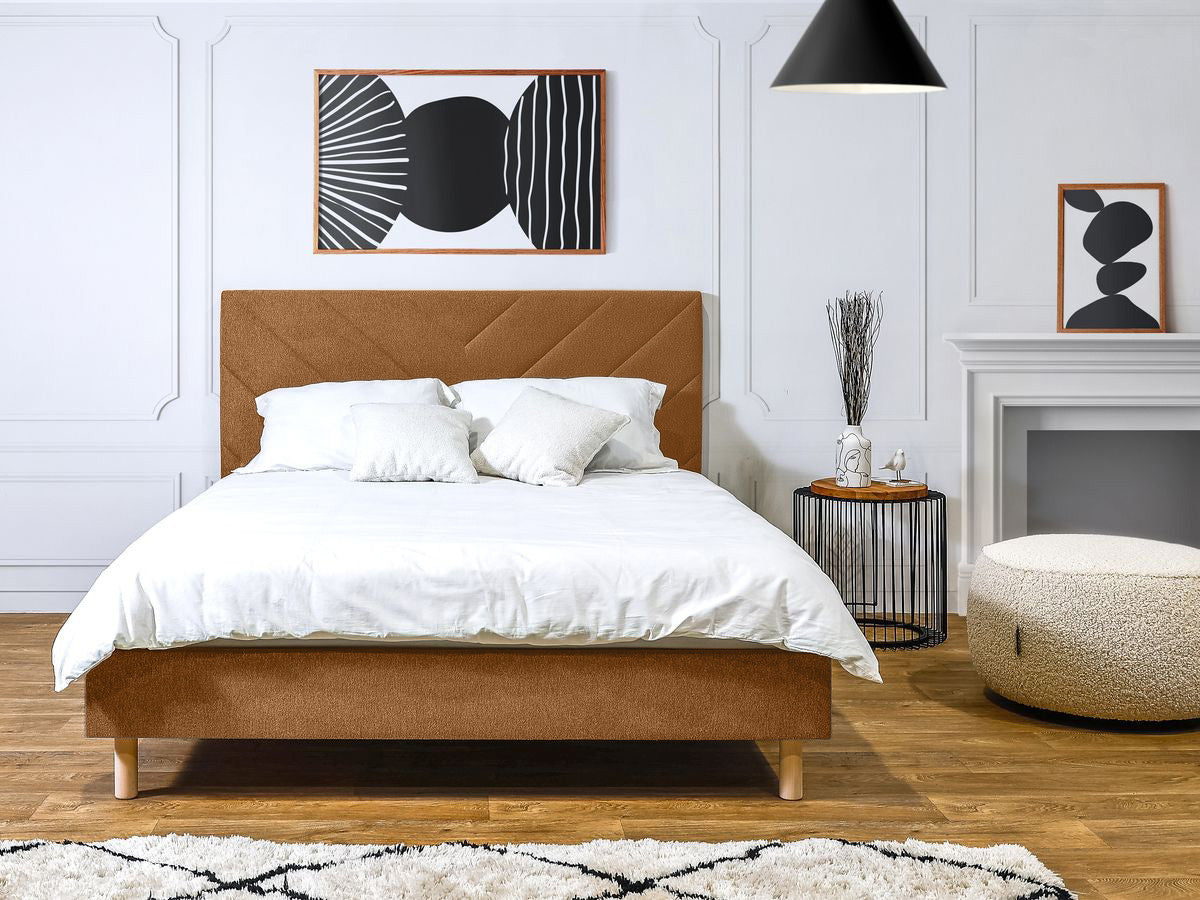 ROMAANS bed met massieve latten en gestructureerde stof