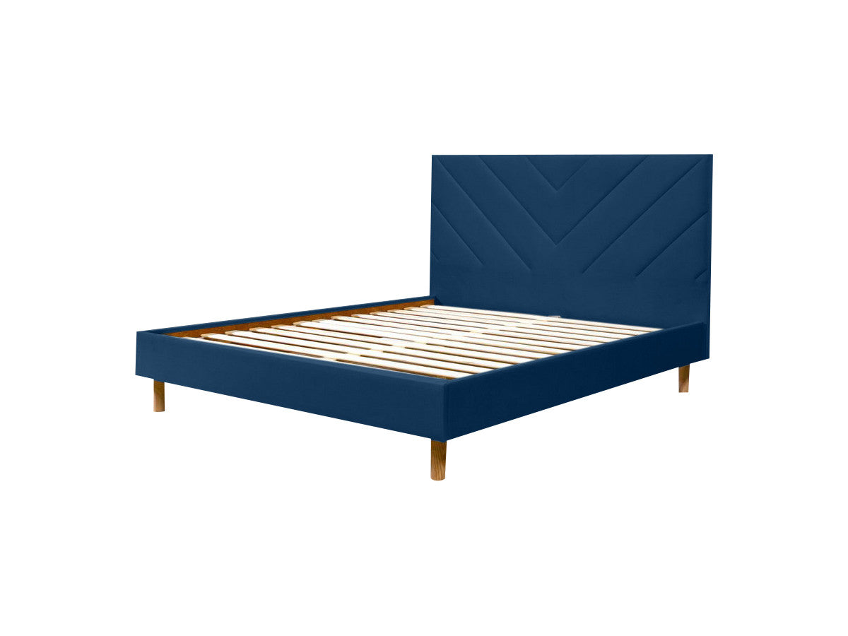 ROMAANS bed met massieve latten fluwelen stof