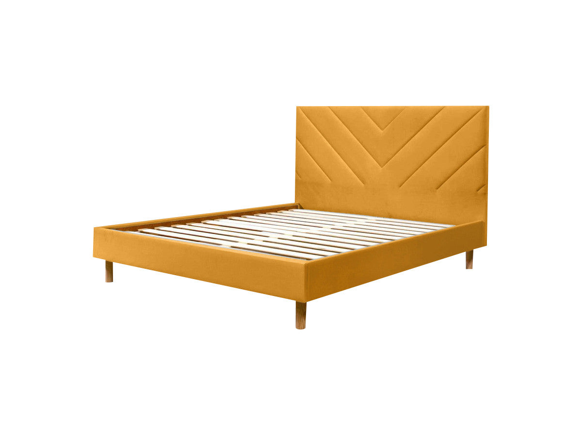 ROMAANS bed met massieve latten fluwelen stof