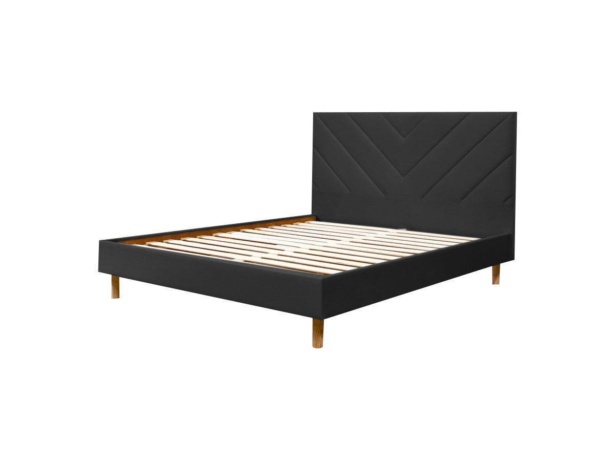 ROMAANS bed met massieve latten fluwelen stof