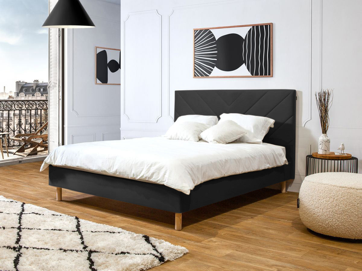 ROMAANS bed met massieve latten fluwelen stof