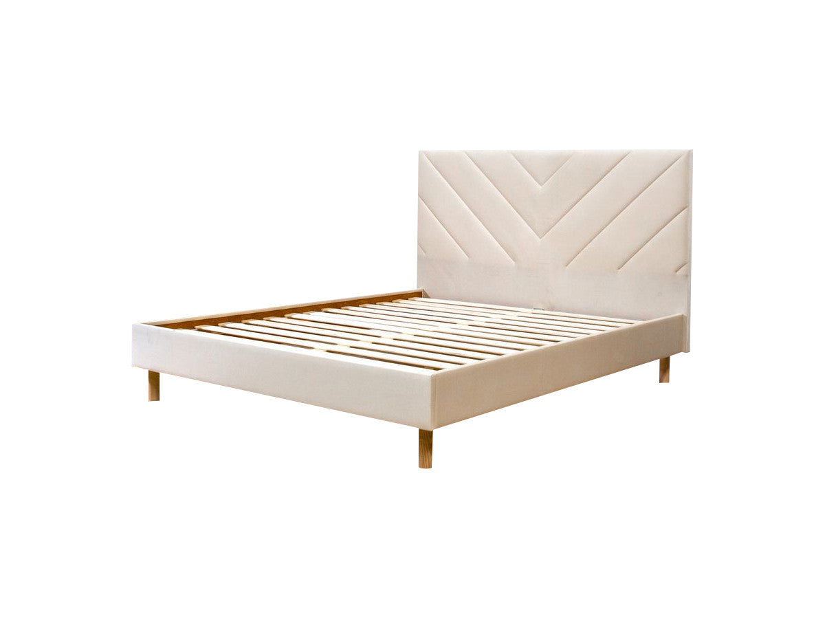 ROMAANS bed met massieve latten fluwelen stof
