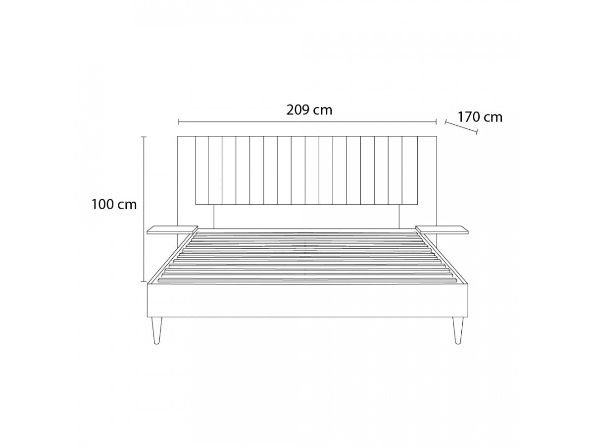 SELENA bed met massieve latten en poten van natuurlijk hout