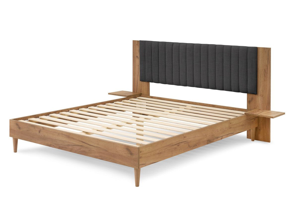 SELENA bed met massieve latten en poten van natuurlijk hout