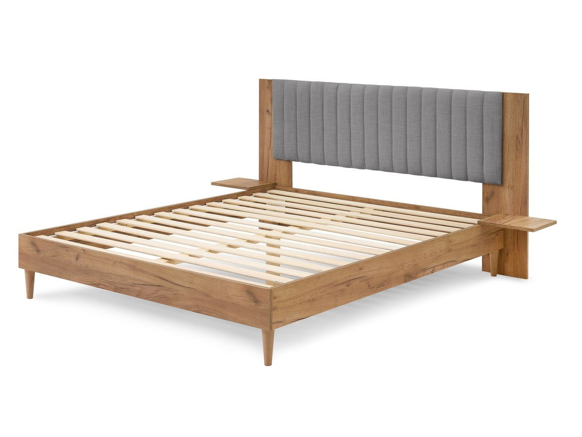 SELENA bed met massieve latten en poten van natuurlijk hout
