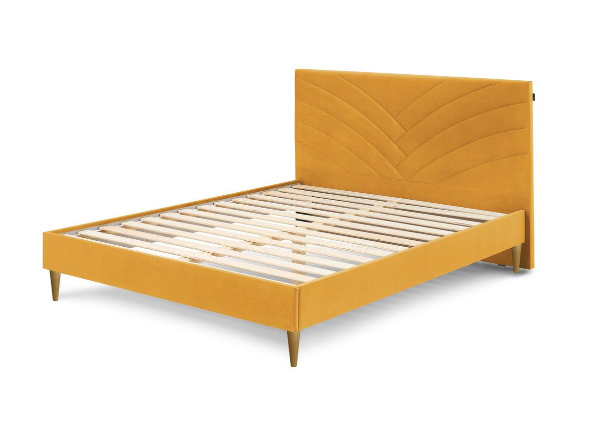 VELVET bed met massieve latten en poten van natuurlijk hout