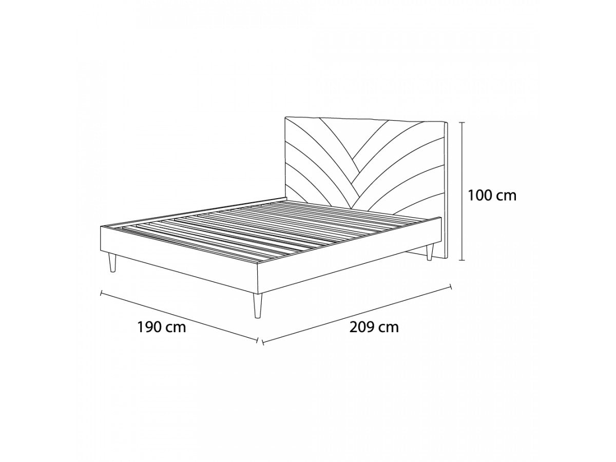 VELVET bed met massieve latten en poten van natuurlijk hout