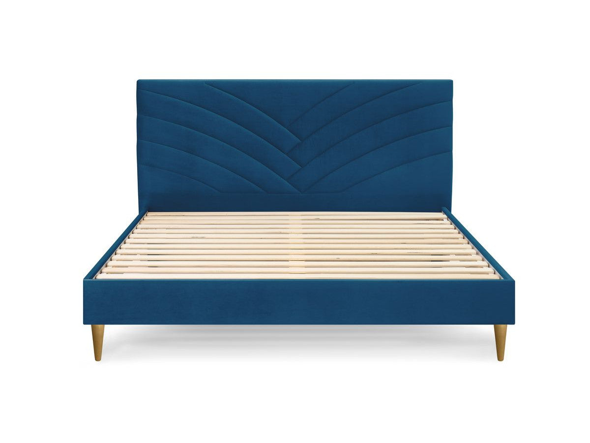 VELVET bed met massieve latten en poten van natuurlijk hout