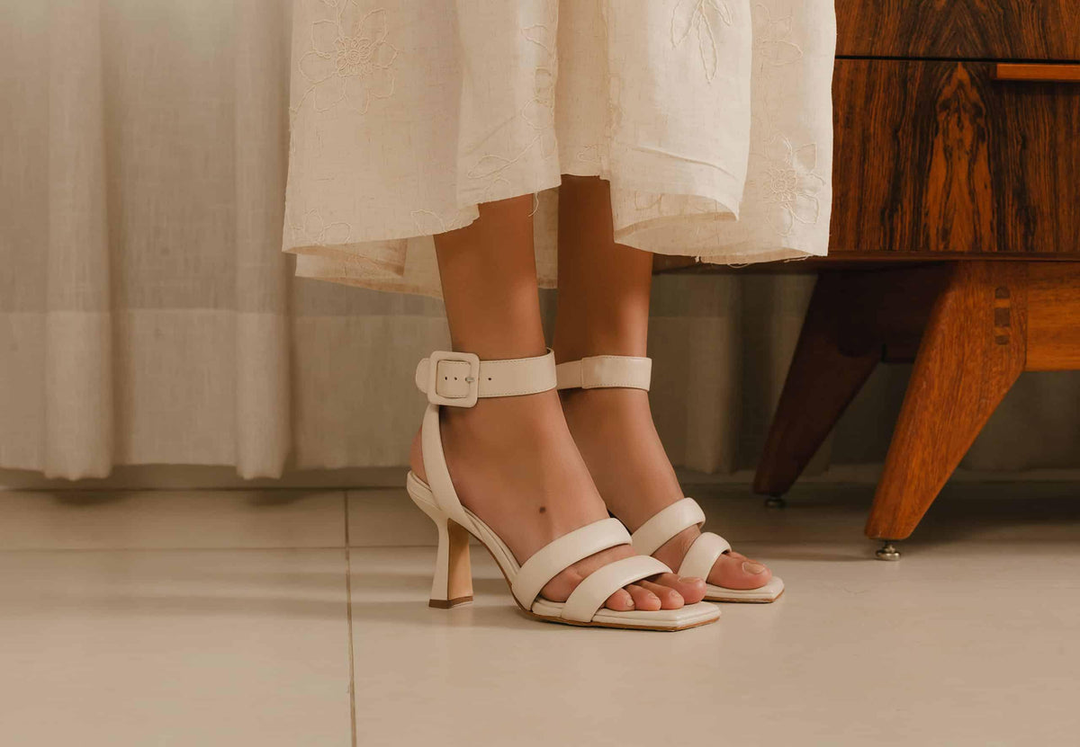 Mangará Uvaia Leren Sandalen met Hakken - Elegante 8 cm Hak - Wit